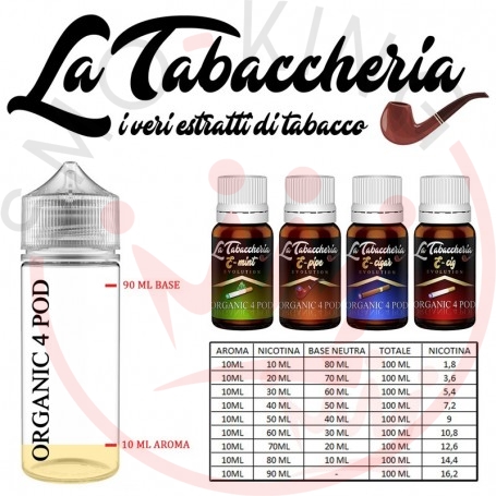 La Tabaccheria E-Cigar Organic 4 Pod Aroma 10 ml Smo-KingShop.it