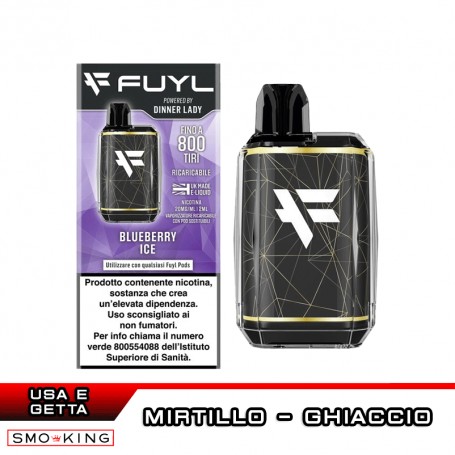 FUYL Vape Kit Rechargeable Battery 500mAh + Pod BLUEBERRY ICE Dinner Lady