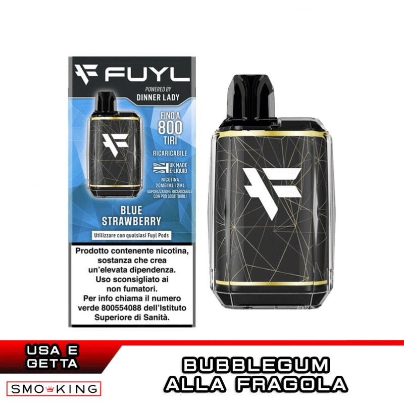 FUYL Vape Kit Batteria Ricaricabile 500mAh + Pod BLUE STRAWBERRY Dinner Lady