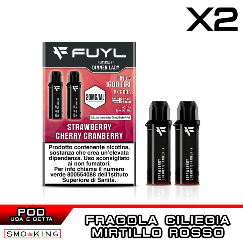 STRAWBERRY CHERRY CRANBERRY Fuyl Disposable Pod Dinner Lady 2 Pieces
