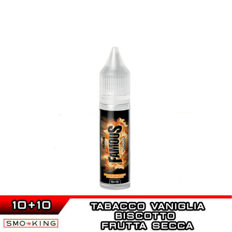 FAMOUS Premium Mini Shot 10+10 ml ELIQUID FRANCE Tabacco Vaniglia Biscotto Frutta Secca
