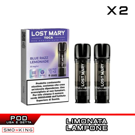 Blue Razz Lemonade Lost Mary TOCA AIR Pod Usa e Getta Elfbar 2 Pezzi Limonata Lampone Blu