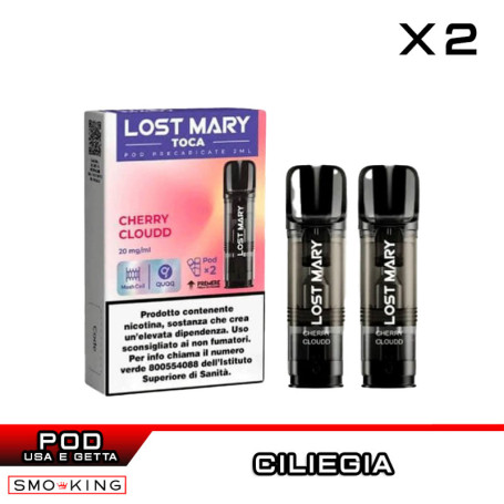 Cherry Cloud Lost Mary TOCA AIR Pod Usa e Getta Elfbar 2 Pezzi Ciliegia