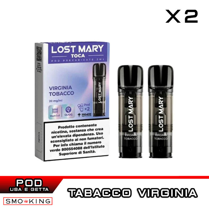 Virginia Tobacco Lost Mary TOCA AIR Pod Usa e Getta Elfbar 2 Pezzi
