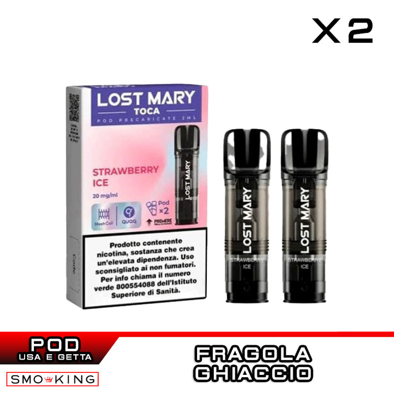 Strawberry Ice Lost Mary TOCA AIR Pod Usa e Getta Elfbar 2 Pezzi