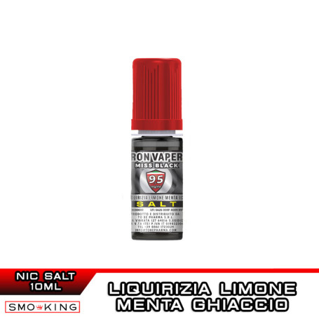 MISS BLACK Sali di Nicotina 10 ml Iron Vaper by TOB Liquirizia Limone Menta Ice