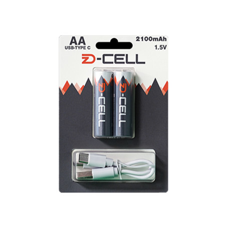 DZ-CELL AA USB-C Batteria Ricaricabile 2100mAh 2 Pezzi