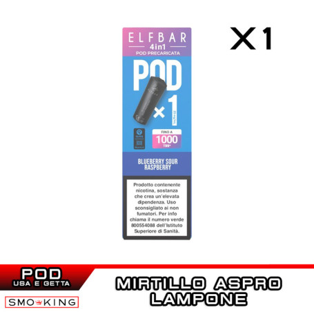ELFBAR 4in1 BLUEBERRY SOUR RASPBERRY Pod Usa e Getta Elfbar 1 Pezzo