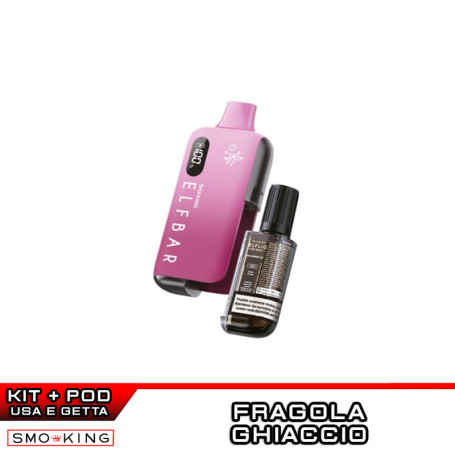 SHAKING EB6000 KIT Batteria Ricaricabile 650mAh + Liquido 10ml STRAWBERRY ICE Elfbar