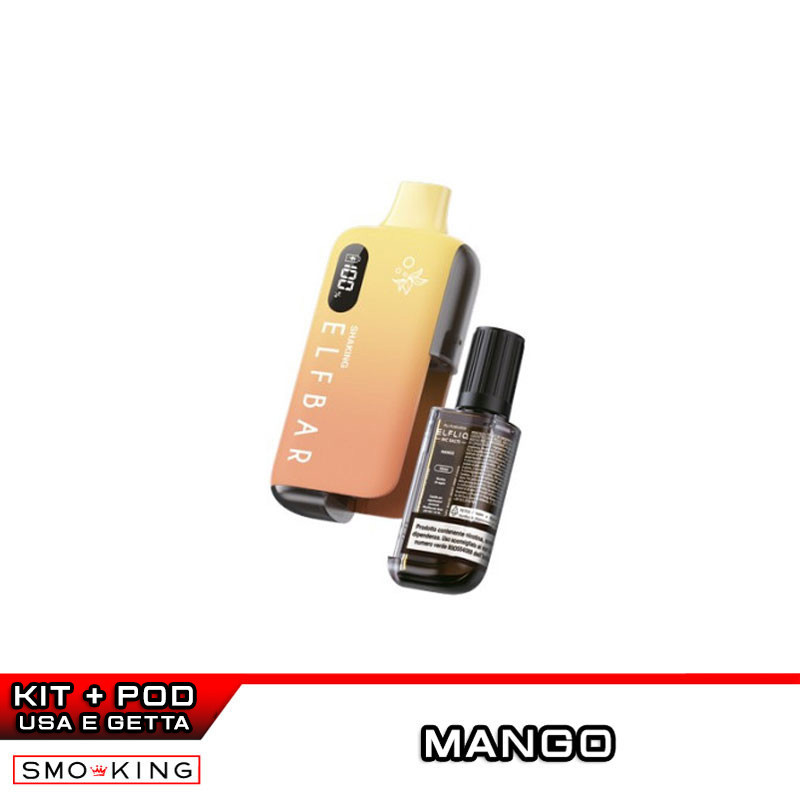 Shaking EB6000 Kit Rechargeable Battery 650mAh + eLiquid 10ml MANGO Elfbar