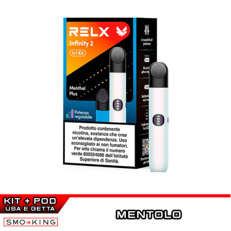 RELX INFINITY 2 Rechargeable Kit 440mAh (WHITE PEARL GLITTER) + MENTHOL PLUS Pod