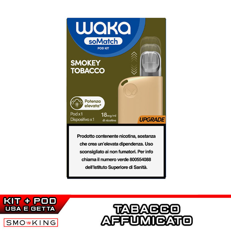 WAKA SoMatch Mini Kit Ricaricabile 440mAh (GOLD) + Pod SMOKEY TOBACCO
