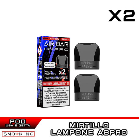 BLUEBERRY RASPBERRY SOUR AIR BAR MINI PRO Prefilled Pod AIRBAR 2 Pieces