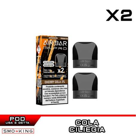 CHERRY COLA MINI PRO Pod Precaricata AIRBAR 2 Pezzi Ciliegia Cola