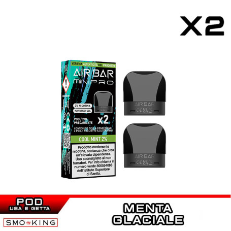 COOL MINT AIR BAR MINI PRO Pod Precaricata AIRBAR 2 Pezzi Menta Fredda