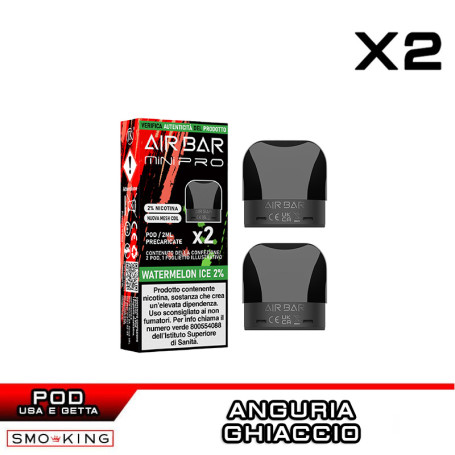WATERMELON ICE AIR BAR MINI PRO Pod Precaricata AIRBAR 2 Pezzi Anguria Ice