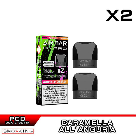 WATERMELON CANDY AIR BAR MINI PRO Pod Precaricata AIRBAR 2 Pezzi Caramella Anguria