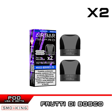 MIXED BERRIES AIR BAR MINI PRO Pod Precaricata AIRBAR 2 Pezzi Frutti di Bosco