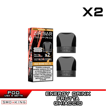 RED RHINO AIR BAR MINI PRO Pod Precaricata AIRBAR 2 Pezzi Energy Drink Mix di Frutta