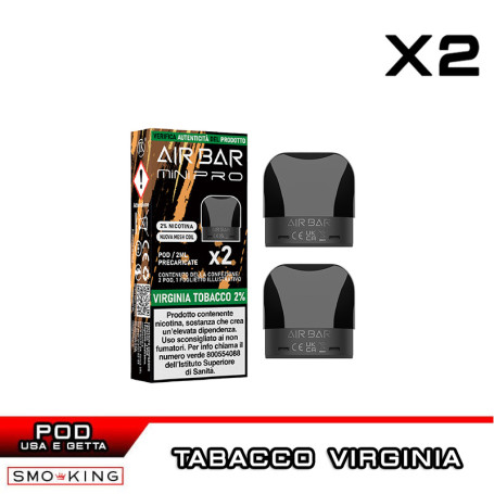 VIRGINIA TOBACCO AIR BAR MINI PRO Prefilled Pod AIRBAR 2 Pieces
