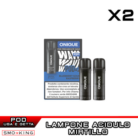 BLUEBERRY SOUR RASPBERRY Onique WAVI Pod Precaricata 2 Pezzi Lampone Mirtillo Aspro