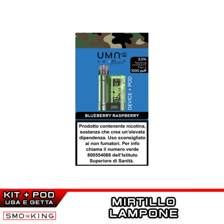 UMA SWAP POCKET Rechargeable Battery Kit 500mAh + Pod BLUEBERRY RASPBERRY UMA.mi