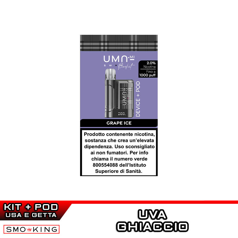 UMA SWAP POCKET BLACK Kit 500mAh + Pod GRAPE ICE UMA.mi