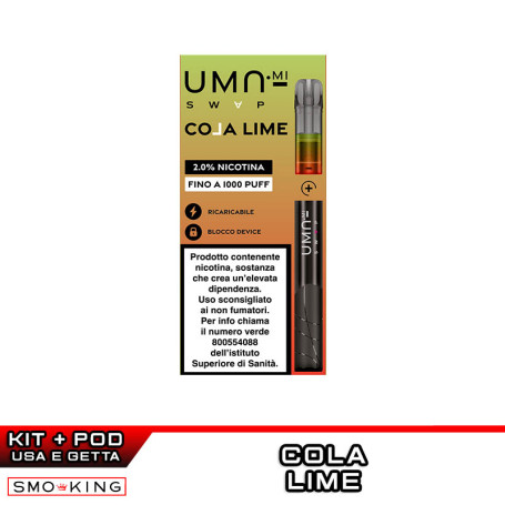 UMA SWAP Kit Pod Mod 1000 Puff UMA.mi + Pod Precaricata COLA LIME