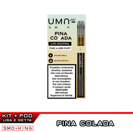 UMA SWAP Kit Pod Mod 1000 Puff UMA.mi + Pod Precaricata PINA COLADA Cocco Ananas