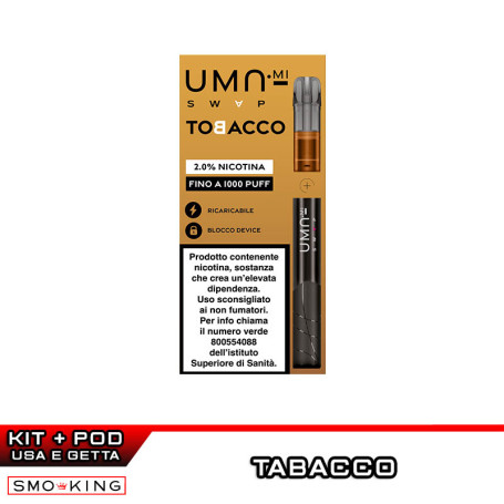 UMA SWAP Kit Pod Mod 1000 Puff UMA.mi + Prefilled Pod TOBACCO