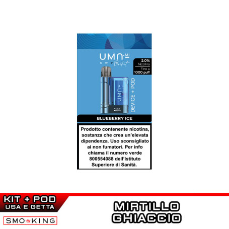 UMA SWAP POCKET Kit Batteria Ricaricabile 500mAh + Pod BLUEBERRY ICE UMA.mi