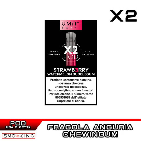 Strawberry Watermelon Bubblegum UMA SWAP Pod Precaricate UMA.mi 2ml - 2 pezzi - Fragola Anguria Chewing Gum