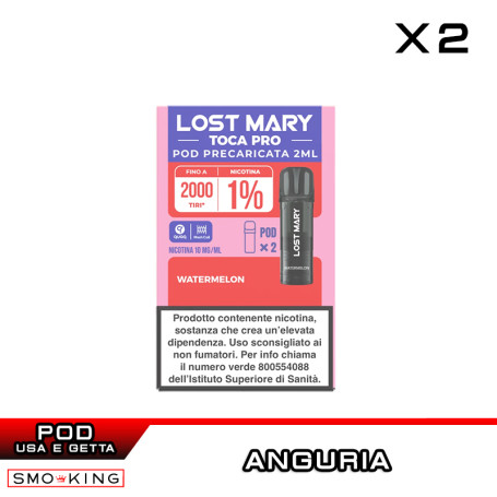 WATERMELON Lost Mary TOCA POD PRO Usa e Getta Elfbar 2 Pezzi Anguria