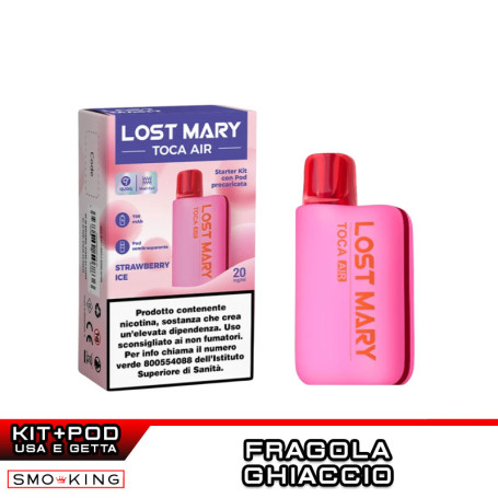 Lost Mary TOCA AIR PRO Rechargeable Battery Kit PINK 750mAh + Pod STRAWBERRY ICE Elfbar
