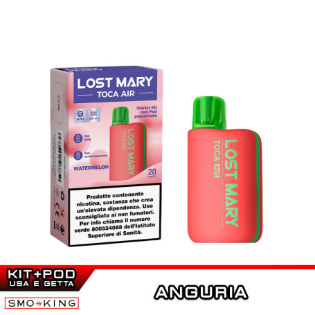 Lost Mary TOCA AIR PRO Rechargeable Battery Kit RED 750mAh + Pod WATERMELON Elfbar