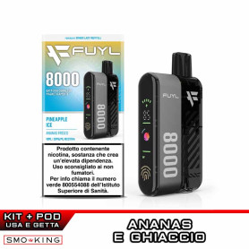 FUYL 8000 Kit Batteria Ricaricabile 650mAh + Pod PINEAPPLE ICE Dinner Lady (8000 Puff)