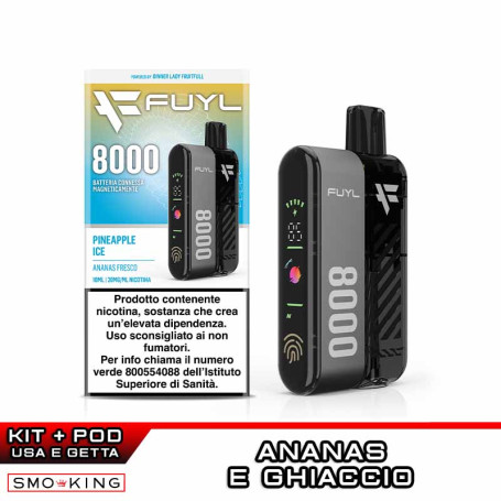 FUYL 8000 Rechargeable Battery Kit 650mAh + Pod PINEAPPLE ICE Dinner Lady (8000 Puff)