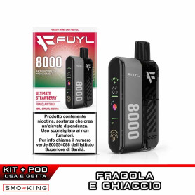 FUYL 8000 Kit Batteria Ricaricabile 650mAh + Pod ULTIMATE STRAWBERRY Dinner Lady (8000 Puff)