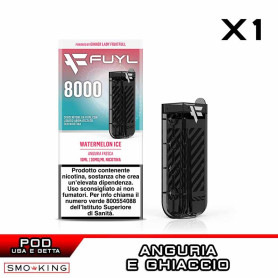 WATERMELON ICE Fuyl 8000 Disposable Pod 10ml Dinner Lady 1 Piece