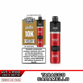 VELTO 10K Rechargeable Battery Kit 850mAh + Pod CARAMEL TOBACCO Dinner Lady (10000 Puff)