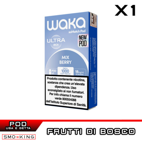 MIX BERRY WAKA SoMatch Ultra POD Usa e Getta 2ml RELX 1 Pezzo Frutti di Bosco