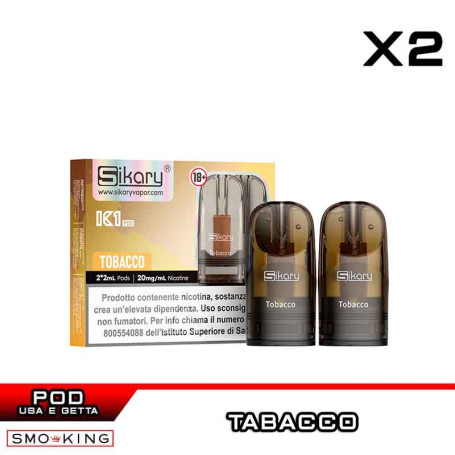 TOBACCO SIKARY K1 Pod Usa e Getta 2ml - 2 Pezzi Tabacco