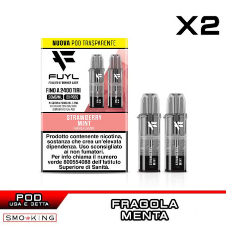 STRAWBERRY MINT Fuyl 1200 Disposable Pod DINNER LADY 2 Pieces