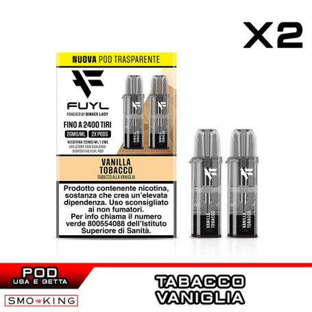 VANILLA TOBACCO Fuyl 1200 Pod Usa e Getta DINNER LADY 2 Pezzi Tabacco Vaniglia