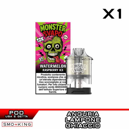 WATERMELON RASPBERRY ICE Pod Usa e Getta MONSTER SVAPO 1 Pezzo Anguria Lampone Ghiaccio