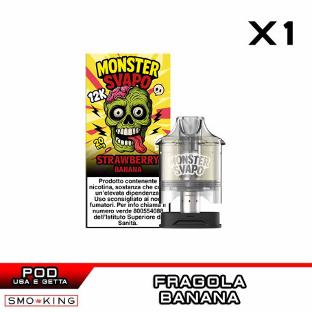 STRAWBERRY BANANA Pod Usa e Getta MONSTER SVAPO 1 Pezzo Fragola Banana