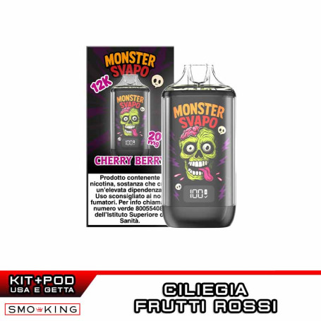 MONSTER SVAPO Kit Rechargeable Battery 1000mAh + Pod CHERRY BERRY