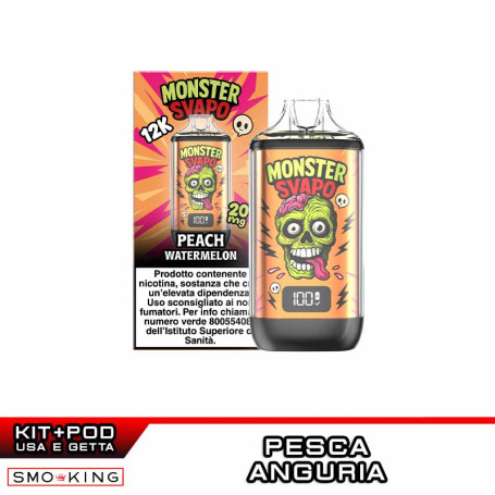 MONSTER SVAPO Kit Rechargeable Battery 1000mAh + Pod PEACH WATERMELON