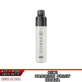 ELFBAR PLUS Kit WHITE + Prefilled Pod KIWI PASSION FRUIT GUAVA 12K Puff (2ml+8ml) ELFBAR