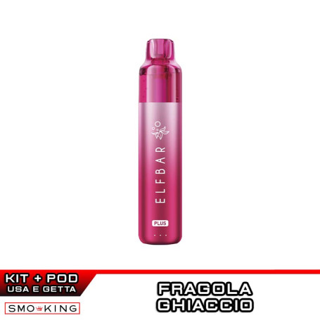 ELFBAR PLUS Kit MAGENTA + Pod Precaricata STRAWBERRY ICE 12K Puff (2ml+8ml) ELFBAR Fragola Ghiaccio